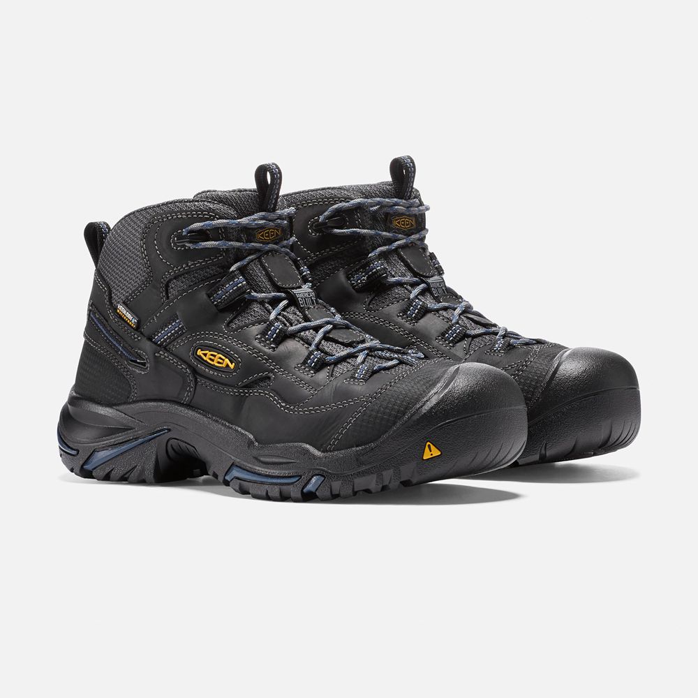 Botas de Trabajo Keen Mexico Negros - Hombre Braddock Waterproof Mid (Soft Toe) - QT6432590